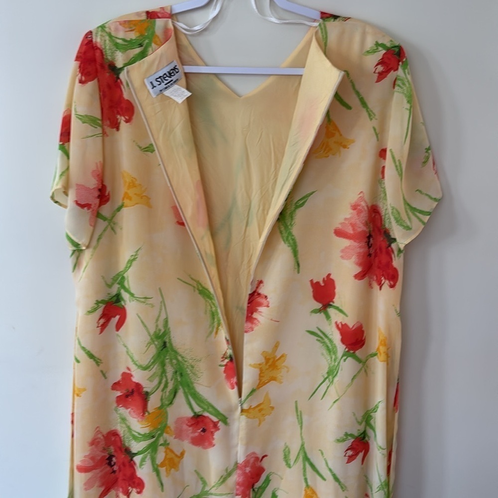 J. Stevens Woman by Carol Escritor Yellow W/Flowers Full Length Dress Size 22 W - Picture 7 of 10